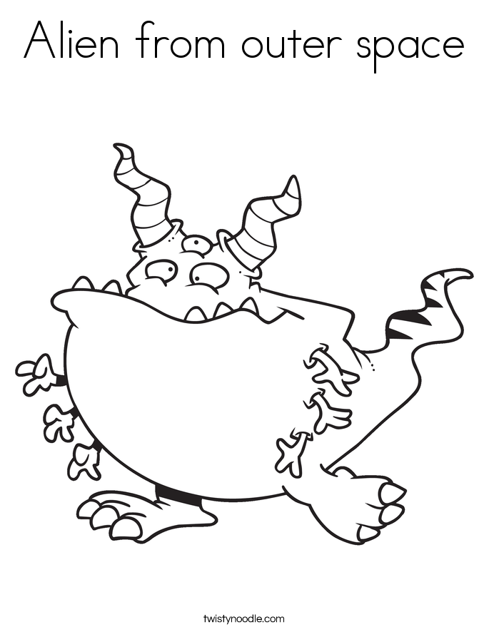 Alien from outer space Coloring Page - Twisty Noodle