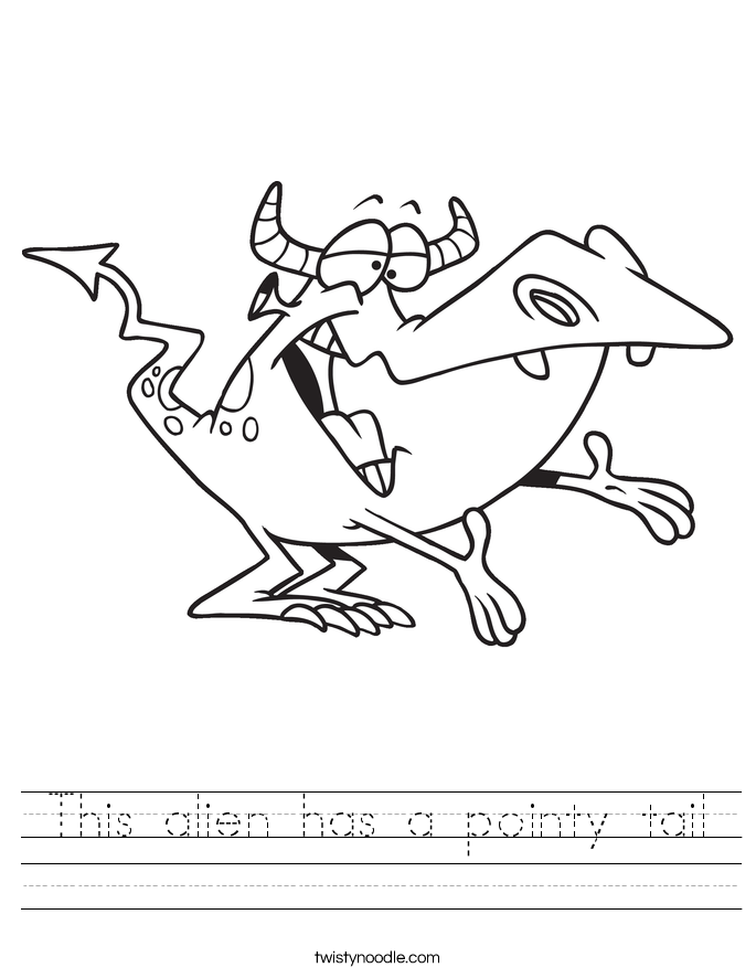 This alien has a pointy tail Worksheet