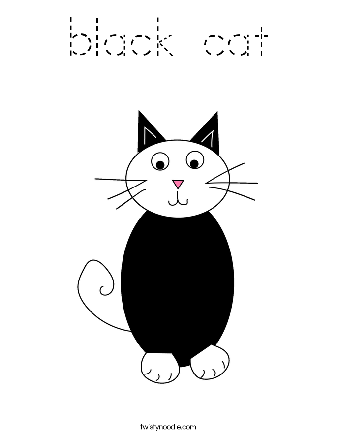 black cat Coloring Page - Tracing - Twisty Noodle