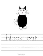black cat Handwriting Sheet