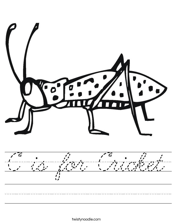 C is for Cricket Worksheet