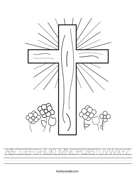 Cross with Flowers Worksheet