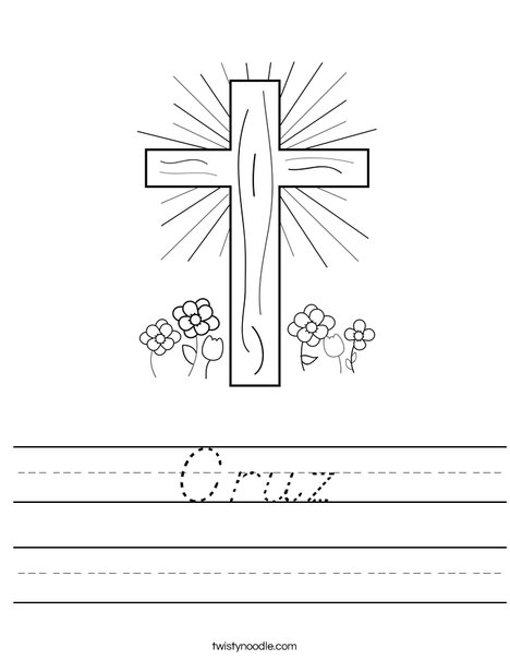 Cross with Flowers Worksheet