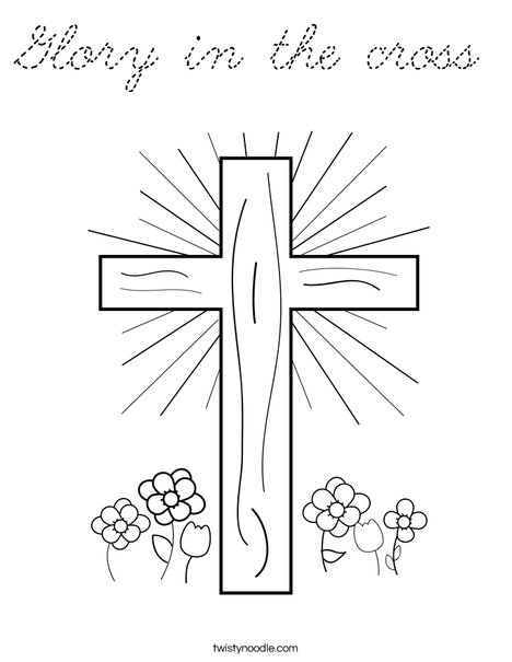 Cross with Flowers Coloring Page