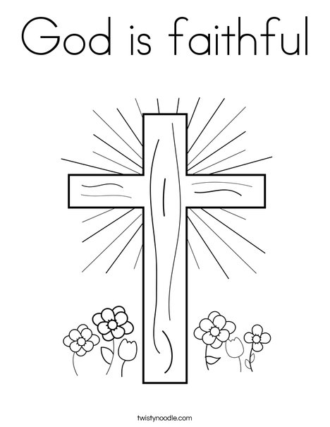 Cross with Flowers Coloring Page