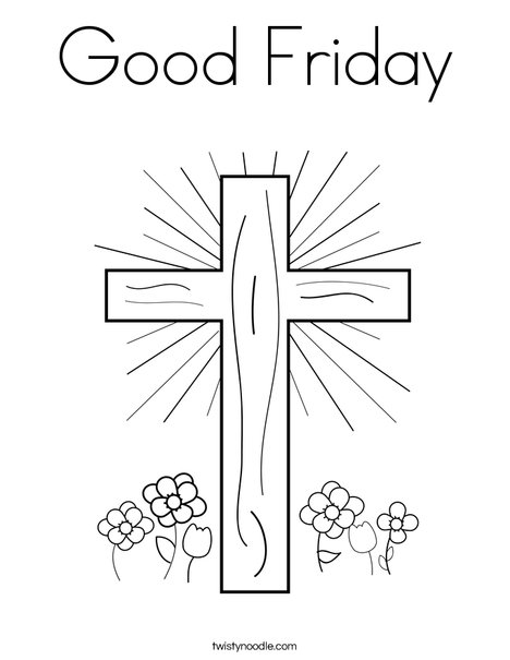 Cross with Flowers Coloring Page