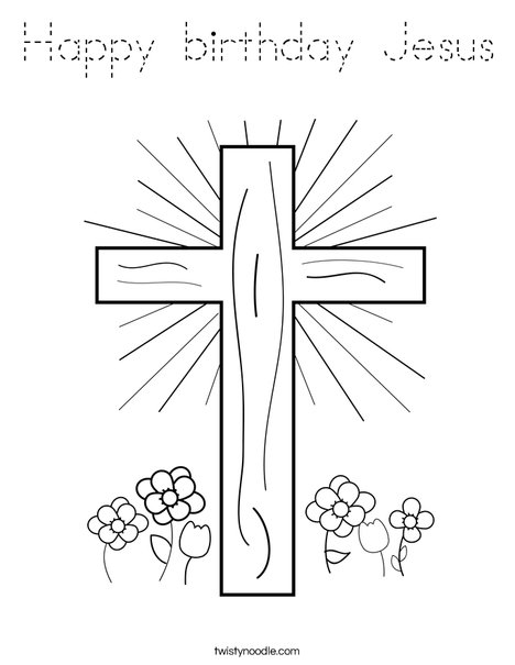 Cross with Flowers Coloring Page