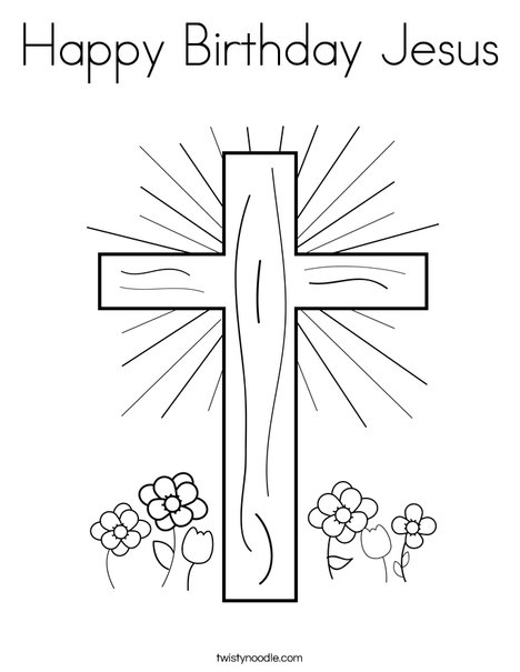 Cross with Flowers Coloring Page