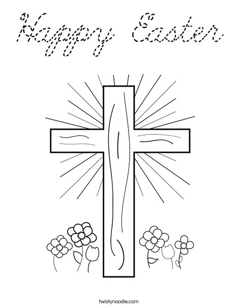 Cross with Flowers Coloring Page