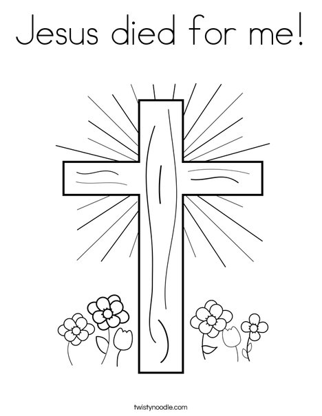 Cross with Flowers Coloring Page