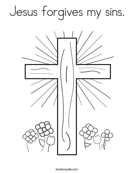 Cross with Flowers Coloring Page