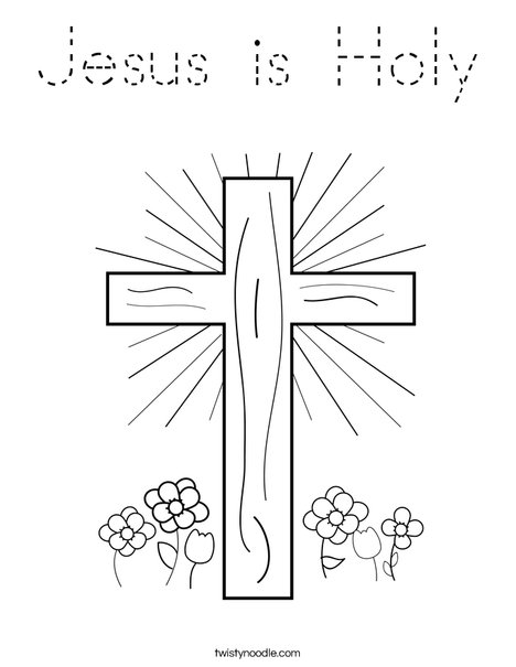 Cross with Flowers Coloring Page