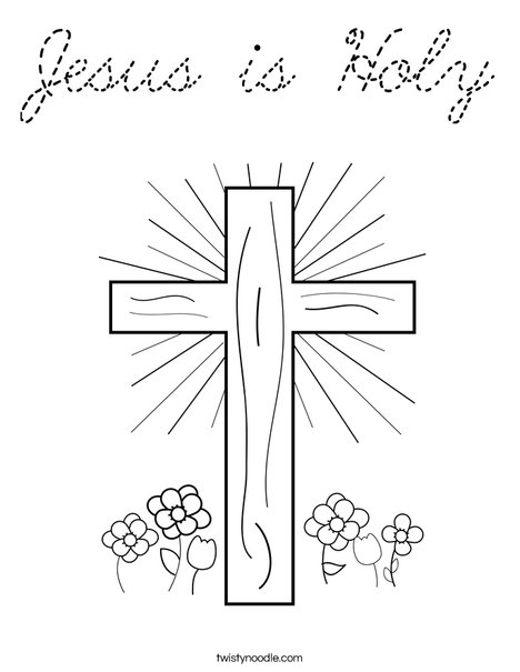 Cross with Flowers Coloring Page