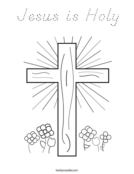 Cross with Flowers Coloring Page