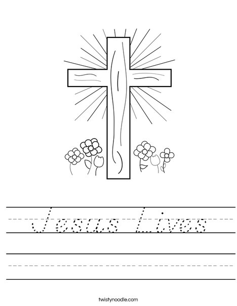 Cross with Flowers Worksheet