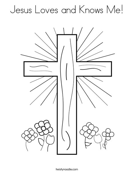 Cross with Flowers Coloring Page
