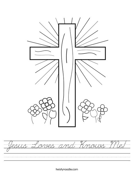 Cross with Flowers Worksheet