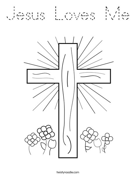 Cross with Flowers Coloring Page