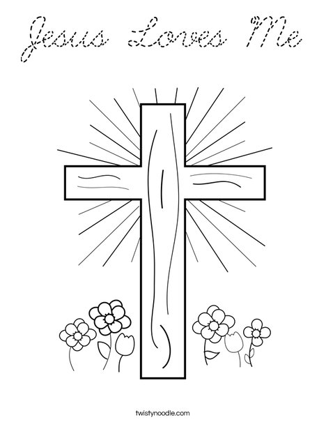 Cross with Flowers Coloring Page