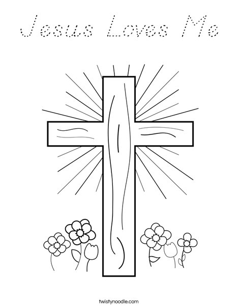 Cross with Flowers Coloring Page