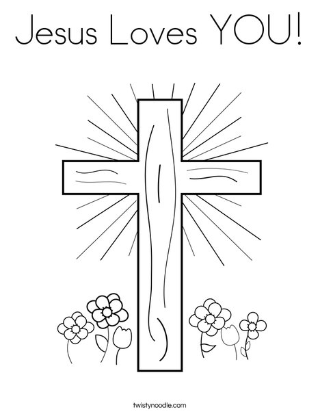 Cross with Flowers Coloring Page