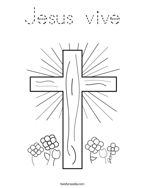 Cross with Flowers Coloring Page