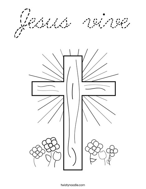 Cross with Flowers Coloring Page