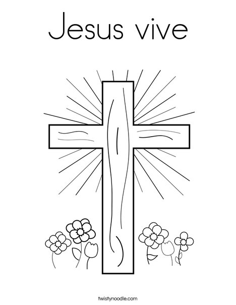 Cross with Flowers Coloring Page