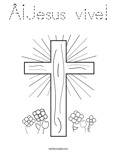 Cross with Flowers Coloring Page