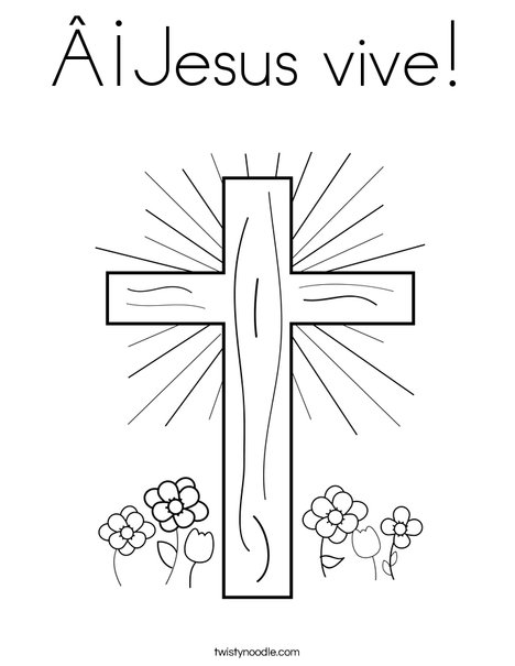 Cross with Flowers Coloring Page