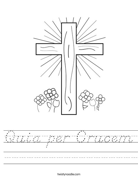 Cross with Flowers Worksheet