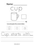Cup starts with... Worksheet