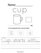 Cup starts with Handwriting Sheet