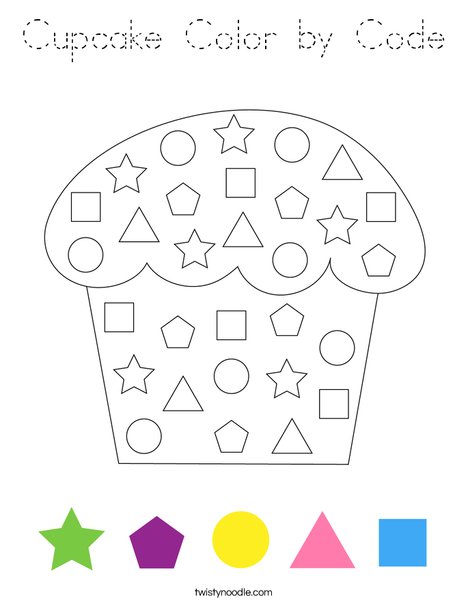 Cupcake Color by Code Coloring Page