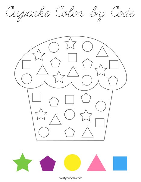 Cupcake Color by Code Coloring Page