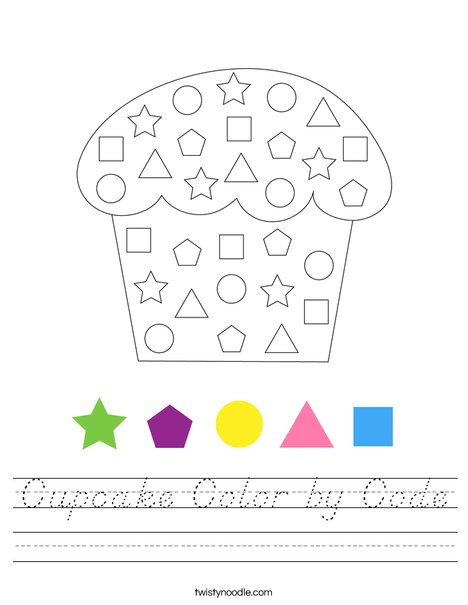 Cupcake Color by Code Worksheet