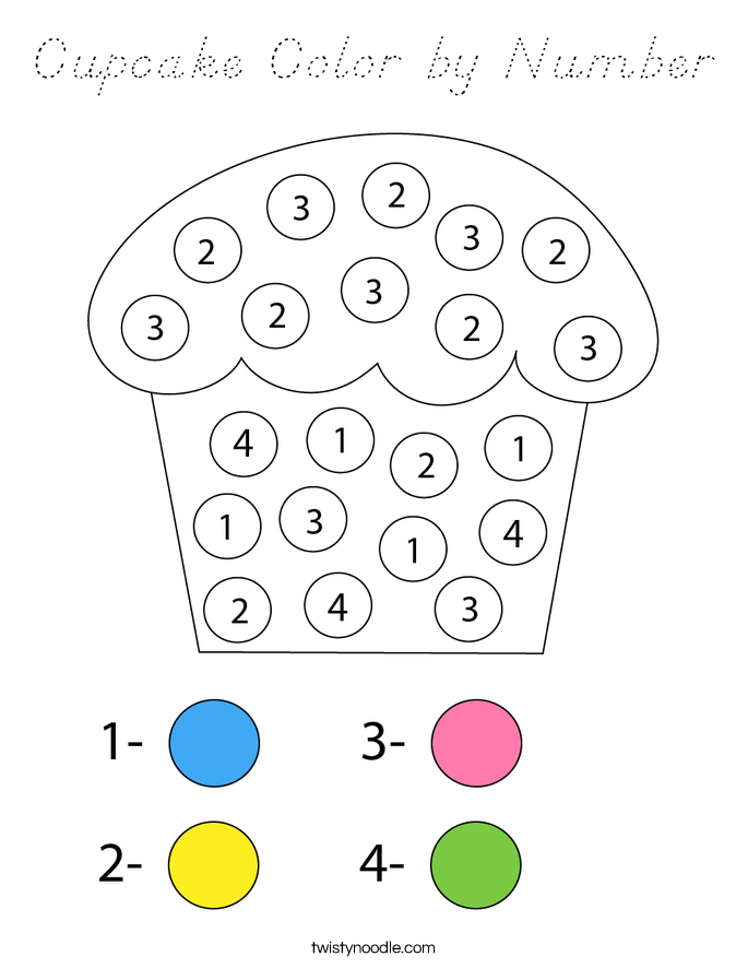 Cupcake Color by Number Coloring Page