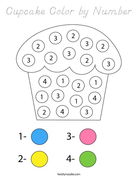 Cupcake Color by Number Coloring Page