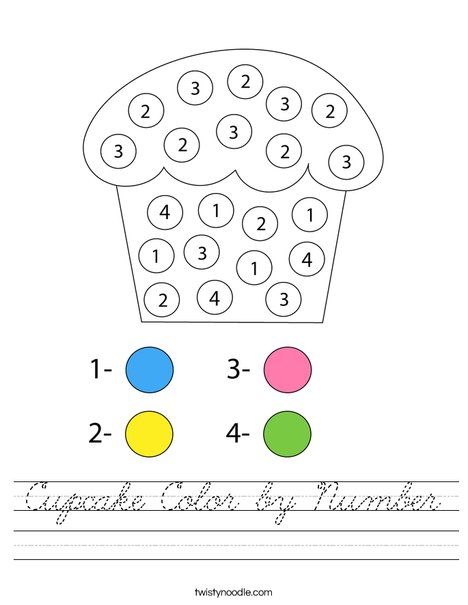 Cupcake Color by Number Worksheet