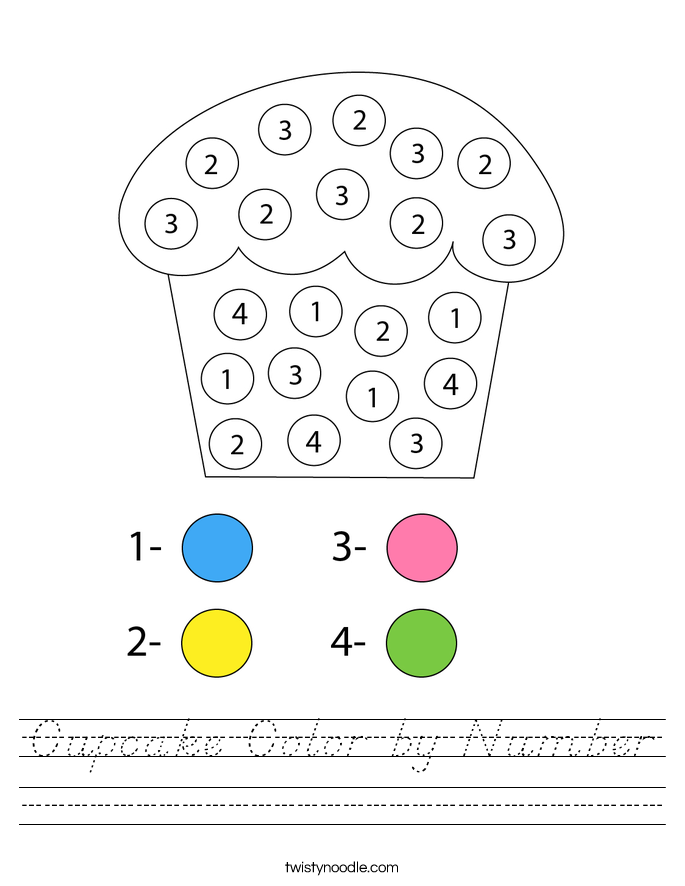 Cupcake Color by Number Worksheet