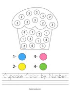 Cupcake Color by Number Handwriting Sheet
