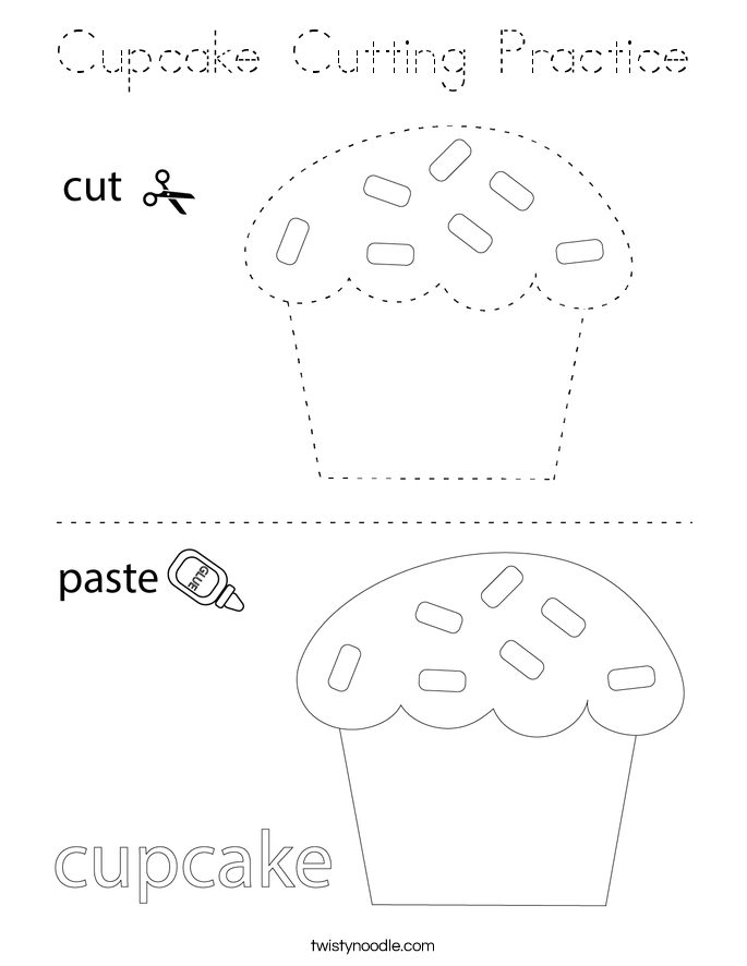 Cupcake Cutting Practice Coloring Page