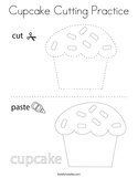 Cupcake Cutting Practice Coloring Page