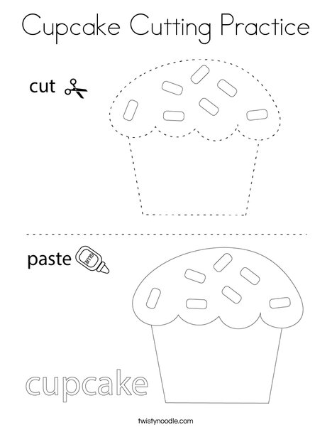 Cupcake Cutting Practice Coloring Page