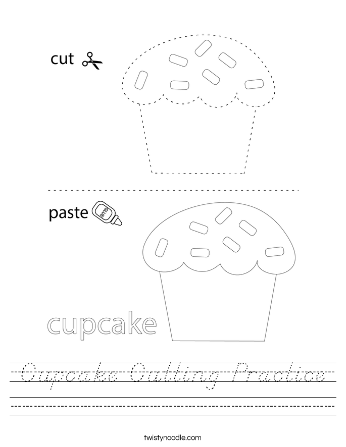 Cupcake Cutting Practice Worksheet