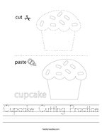 Cupcake Cutting Practice Handwriting Sheet