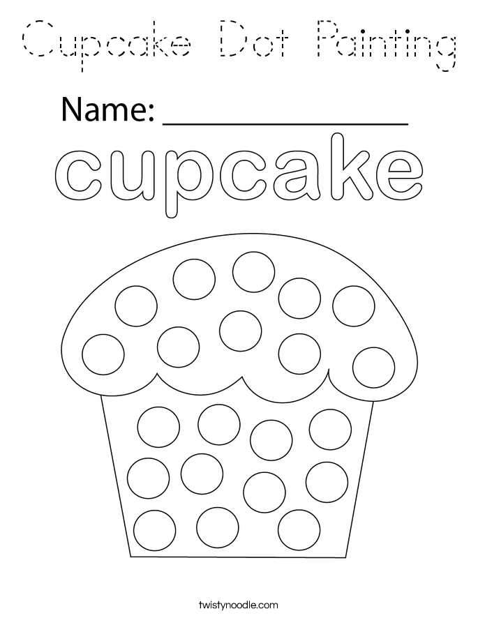 Cupcake Dot Painting Coloring Page
