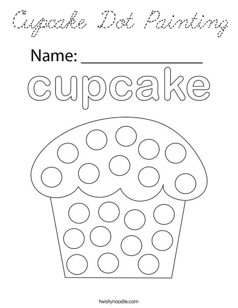Cupcake Dot Painting Coloring Page