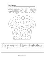 Cupcake Dot Painting Handwriting Sheet