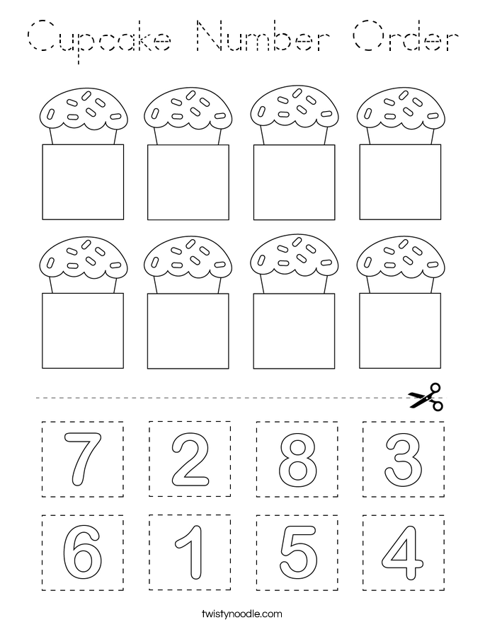 Cupcake Number Order Coloring Page